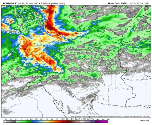 اخطار بی هنجاری سرما در نیمه جنوبی کشور بارندگی های ۲ روزه در سواحل خزر